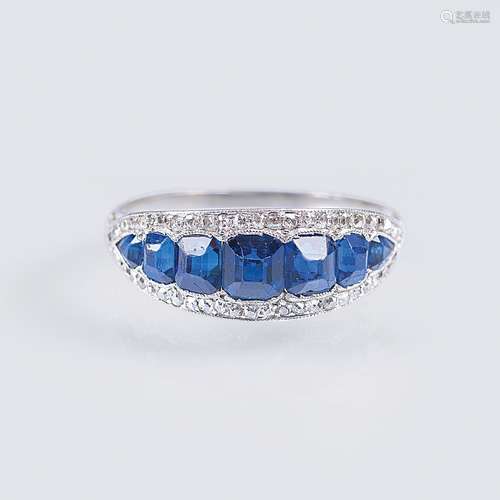 An Art Nouveau Sapphire Diamond Ring.