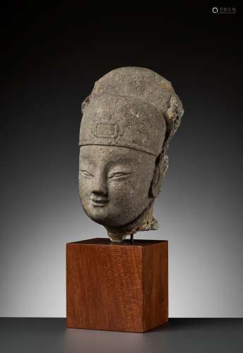 A RARE STONE HEAD OF AN OFFICIAL, SONG TO YUAN