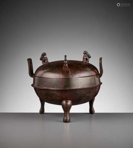A BRONZE TRIPOD VESSEL AND COVER, DING, HAN