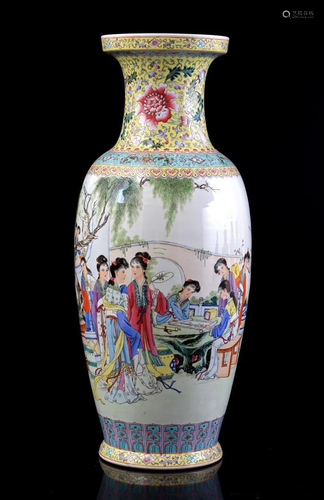 Porcelain polychrome decorative vase