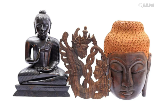 Wooden carved Buddha statue