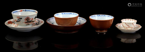 3 porcelain cups and saucers