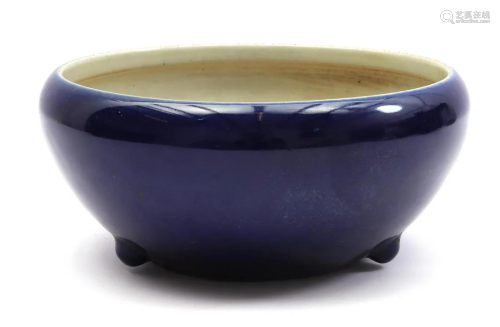 Porcelain bowl with blue glaze