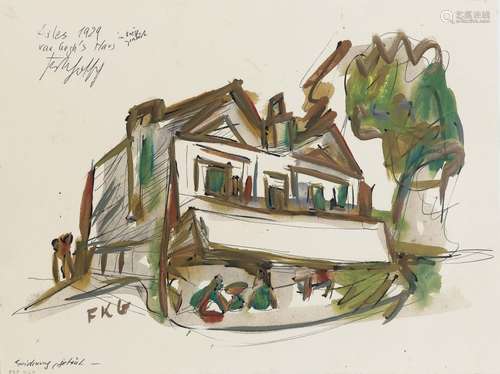 Friedrich Karl Gotsch. Arles - Van Gogh`s Haus (im Kriege ze...