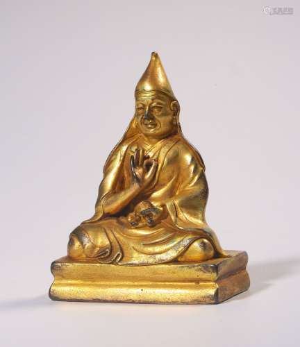 chinese gilt bronze guru statue