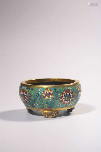 chinese cloisonne tripod censer