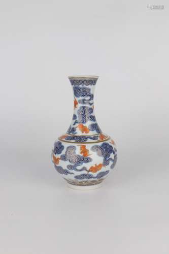 chinese blue and white underglaze-red porcelain vase