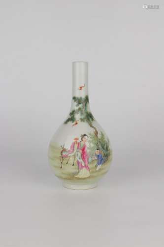 chinese famille rose porcelain bottle vase