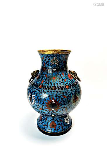 chinese cloisonne binaural vase