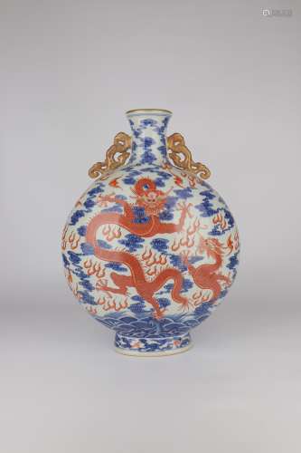 chinese underglaze red porcelain binaural vase