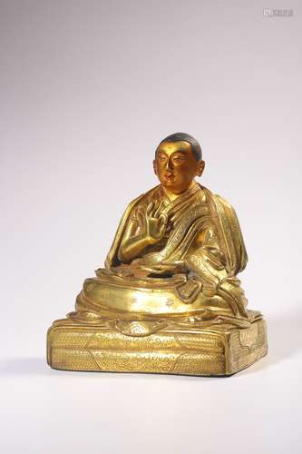 chinese gilt bronze guru statue