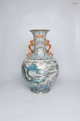 chinese doucai porcelain binaural vase