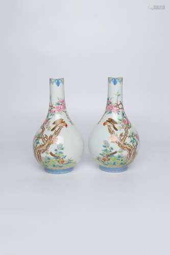 pair of chinese enamel porcelain vases