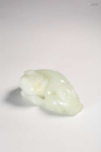 chinese hetian white jade carving lion