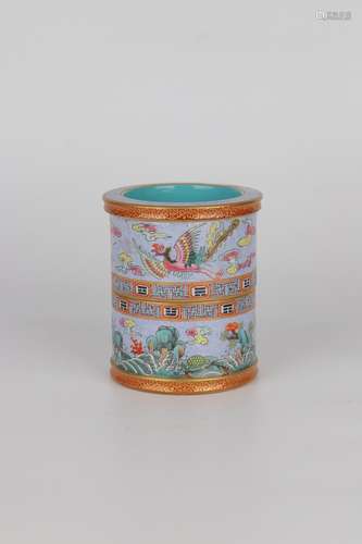 chinese famille rose porcelain brush pot