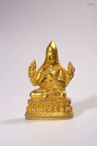 chinese gilt bronze guru statue