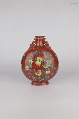 chinese famille rose porcelain binaural vase