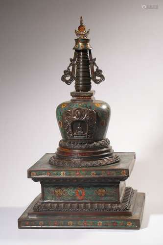 chinese cloisonne bronze buddha pagoda