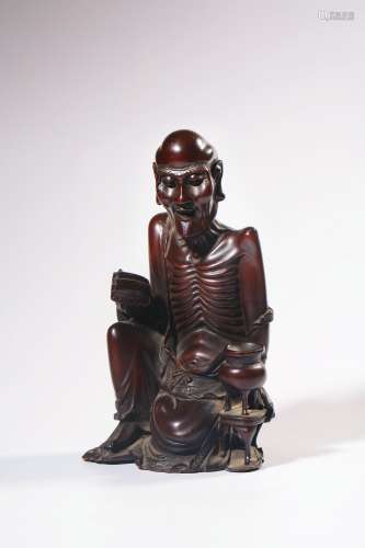chinese boxwood arhat statue