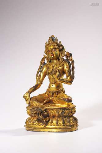 chinese gilt bronze tara statue