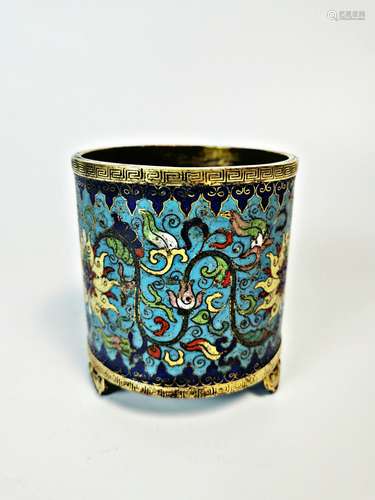 chinese gilt bronze enamel censer