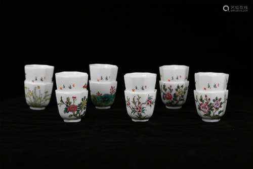 TWELVE FLORA CUPS