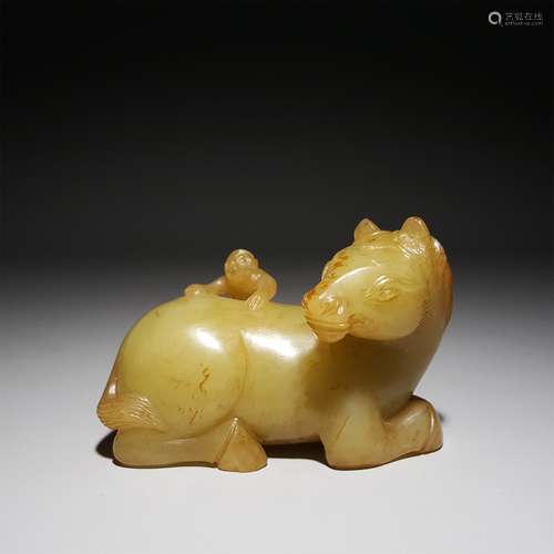 A HETIAN JADE TOPAZ HORSE