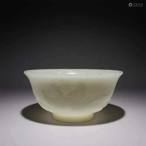 A HETIAN JADE CARVED PHOENIX BOWL