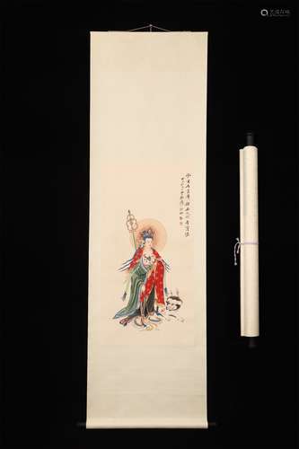 A CHINESE PAINTING ZHANG DAQIAN BUDDHA STATUE