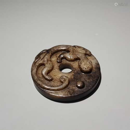 A HETIAN JADE CHI DRAGON WALL