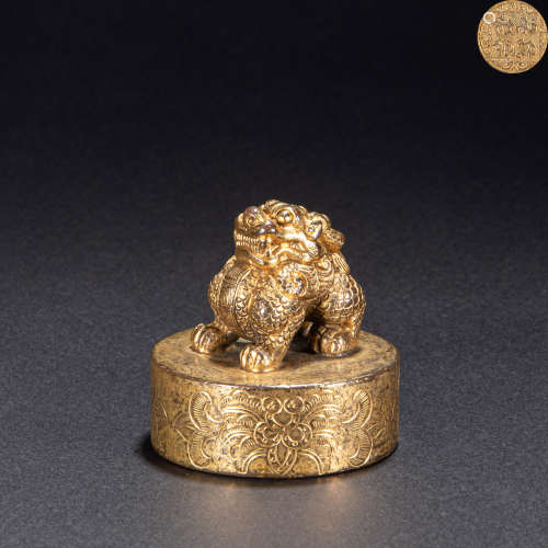 CHINESE GILT BRONZE SEAL, LIAO AND JIN PERIOD