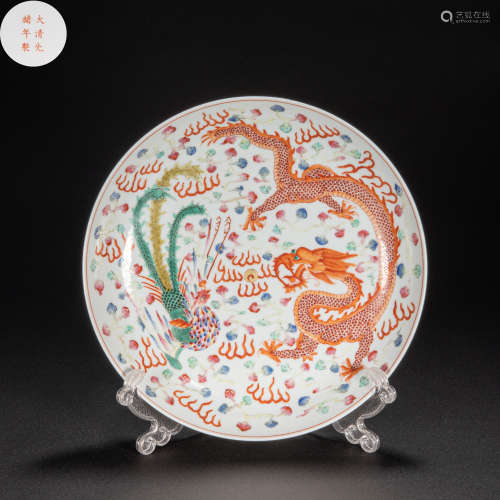CHINESE FAMILLE ROSE PLATE, GUANGXU PERIOD, QING DYNASTY