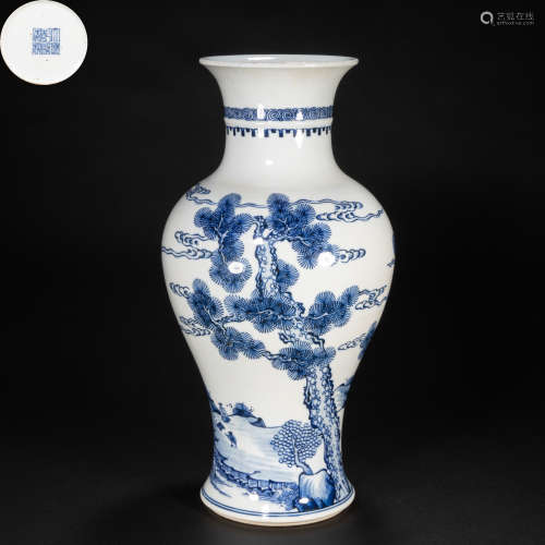 CHINESE BLUE AND WHITE GUANYIN VASE, QIANLONG PERIOD, QING D...
