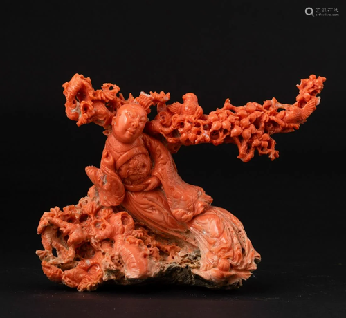 A red coral group, China, early 1900s, A red coral