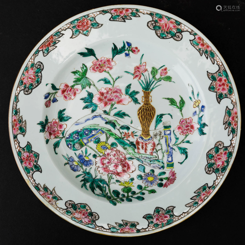 Two Famille Rose plates, China, Qing Dynasty, Two