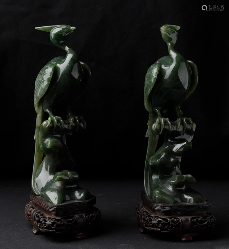 Two jade birds of paradise, China, Qing Dynasty, Two