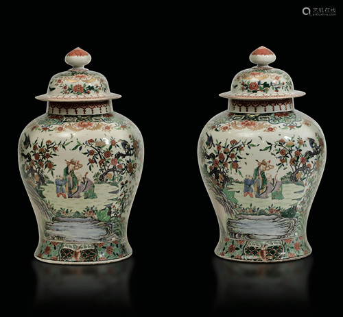 Two Samson porcelain potiches, France, 1800s, Two