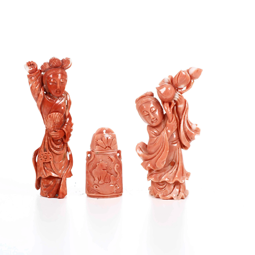 Three coral items, China, early 1900s, Three coral