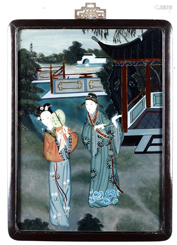 Six paintings on glass, China, Qing Dynasty, Six