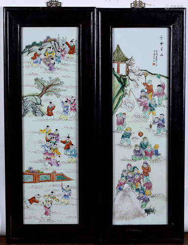 Two porcelain plaques, China, 1900s, Two porcelain