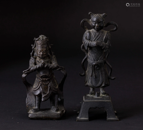 Two bronze figures, China, Ming Dynasty, 1600s, Two