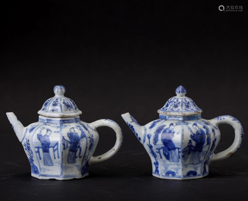 Two porcelain teapots, China, Qing Dynasty, Two