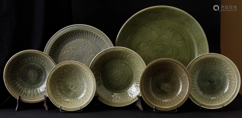 Seven Longquan plates, China, Ming Dynasty, Seven