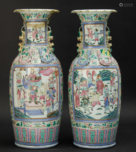 Two Famille Rose vases, China, Qing Dynasty, Two