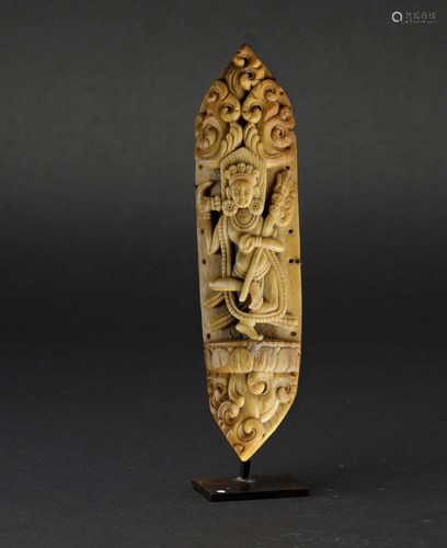 A carved bone plaque, India, 1700s, A carved bone