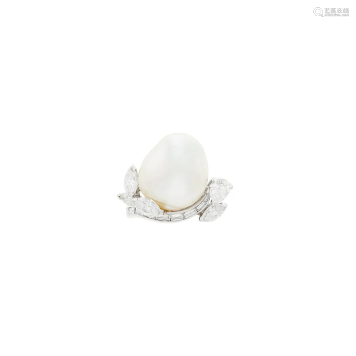 Platinum, South Sea Baroque Cultured Pearl and Diamond