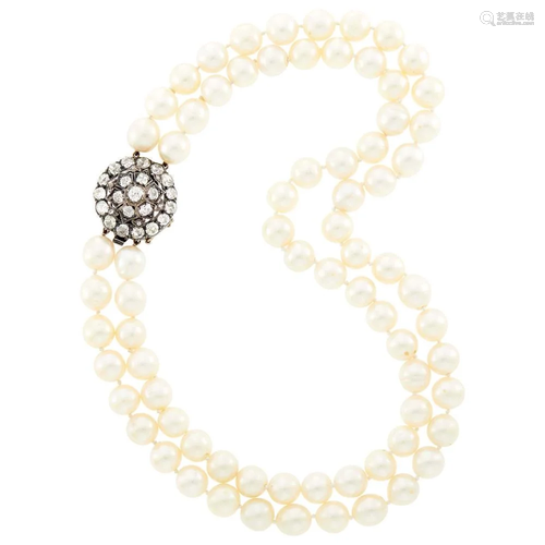 Double Strand Cultured Pearl Necklace with Low Karat