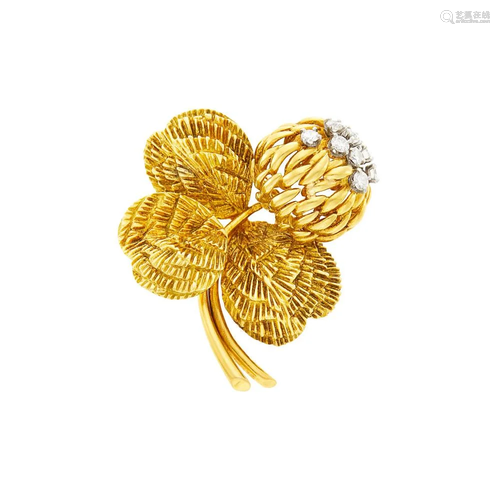 Van Cleef & Arpels Gold, Platinum and Diamond Flower