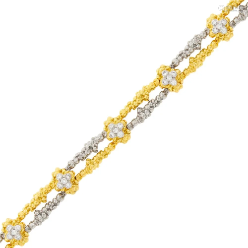 Cartier Two-Color Nugget Gold and Diamond Bracelet,