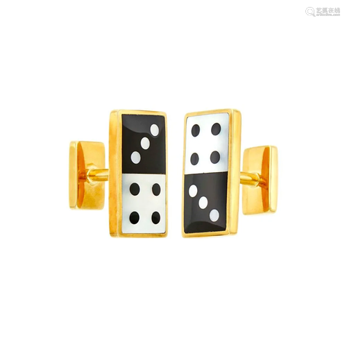 Tiffany & Co. Pair of Gold, Black Onyx and